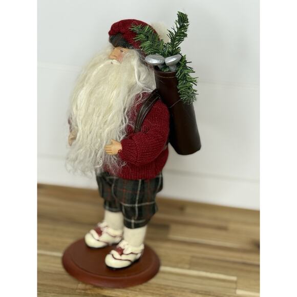 Santa Golfer Figurine with Golf Bag, Dressed In Plaid. 11 Inches Tall. - Picture 8 of 8